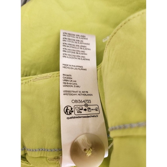 NWD Anthropologie Maeve The Colette Wide Leg Crop Pants Size 31 CHARTREUSE - Picture 13 of 13